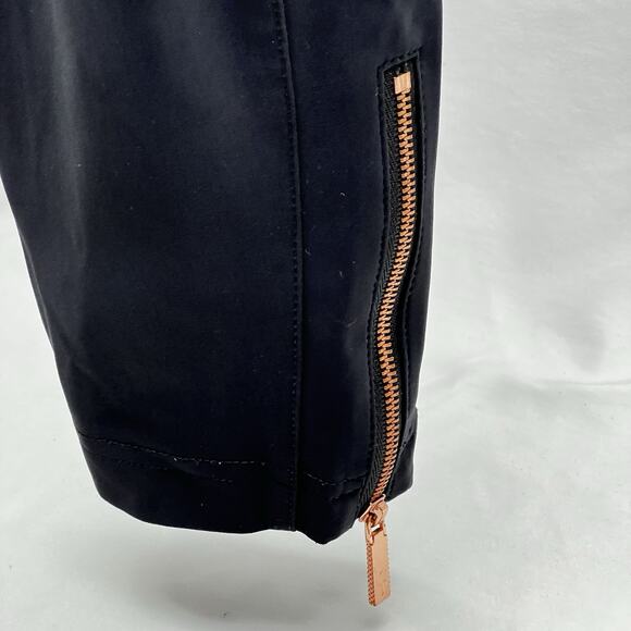 Ted Baker Black Ankle Zip Skinny Pant Size 5 Tailored Stretch Knit Pull On - Picture 3 of 13